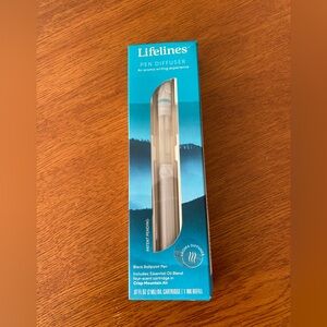 NIB Lifelines Pen Diffuser in Crisp Mountain Air Scent, black ballpoint pen